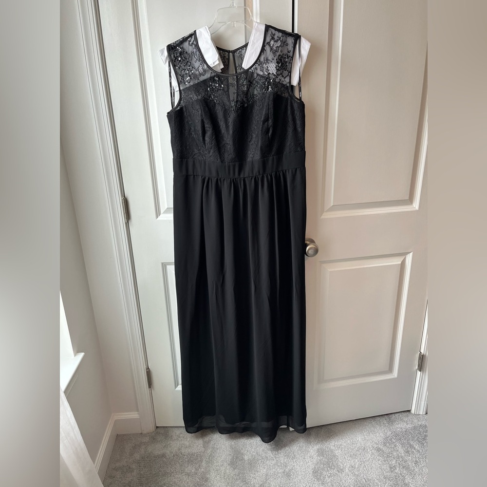 City Chic Black Lace Maxi Dress With Sparkle Details